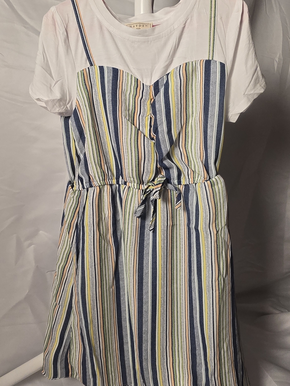 Hayden Girls Striped Blue & White Casual Midi Dress Size 9/10